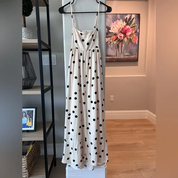 Showpo Strapless Cream Dress with Black Polka Dots - Picture 2 of 6
